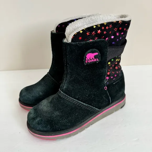 Sorel Kid's Black &amp; Pink Star Rylee BootSize 3