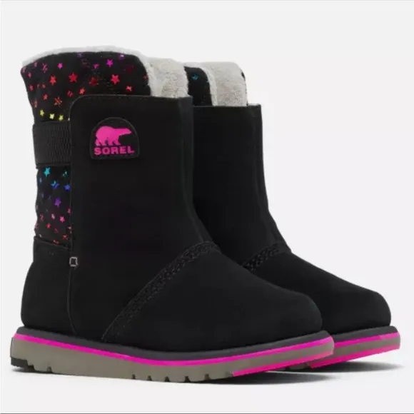 Sorel Kid's Black &amp; Pink Star Rylee BootSize 3