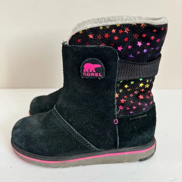 Sorel Kid's Black &amp; Pink Star Rylee BootSize 3
