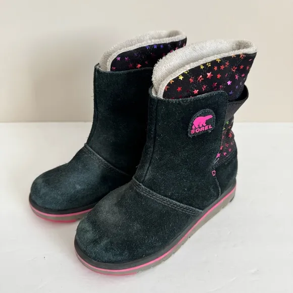 Sorel Kid's Black &amp; Pink Star Rylee BootSize 3