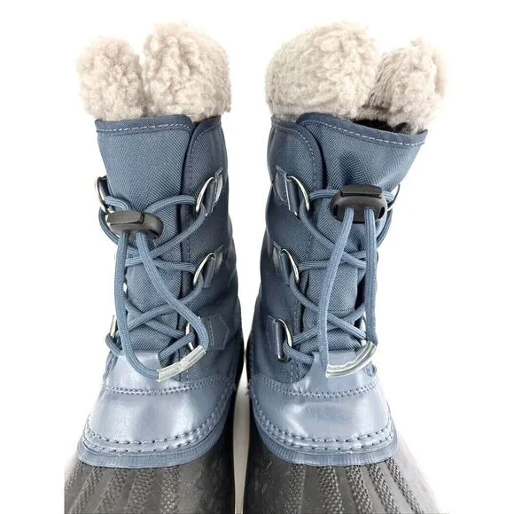 Sorel Kids Unisex Boy's Size 6  Yoot Pac Nylon Blue Boots Ankle Faux Fur Liner