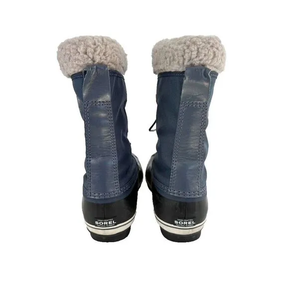 Sorel Kids Unisex Boy's Size 6  Yoot Pac Nylon Blue Boots Ankle Faux Fur Liner