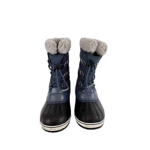 Sorel Kids Unisex Boy's Size 6  Yoot Pac Nylon Blue Boots Ankle Faux Fur Liner