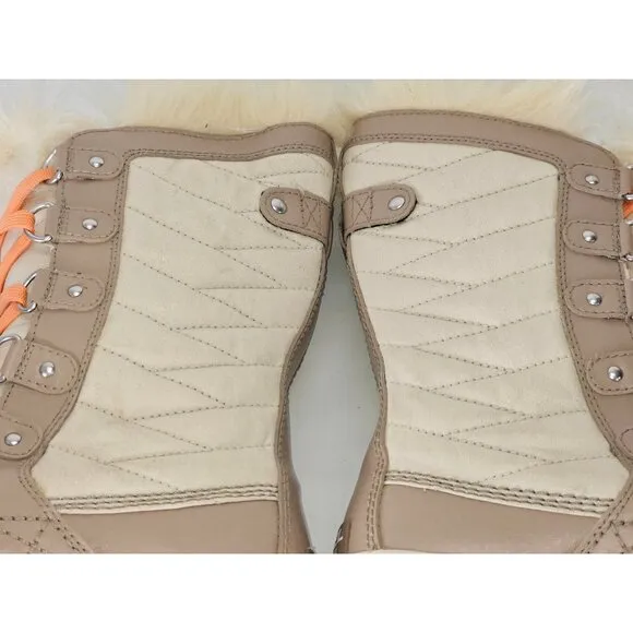 Sorel Kids Youth Cream Tan Orange Tofino II Waterproof Winter Snow Boots Sz 4