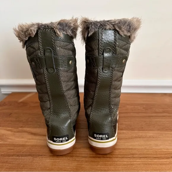 Sorel Kids Youth Girls Size 3 Tofino Green Winter Snow Boots Faux Fur LY1890-213