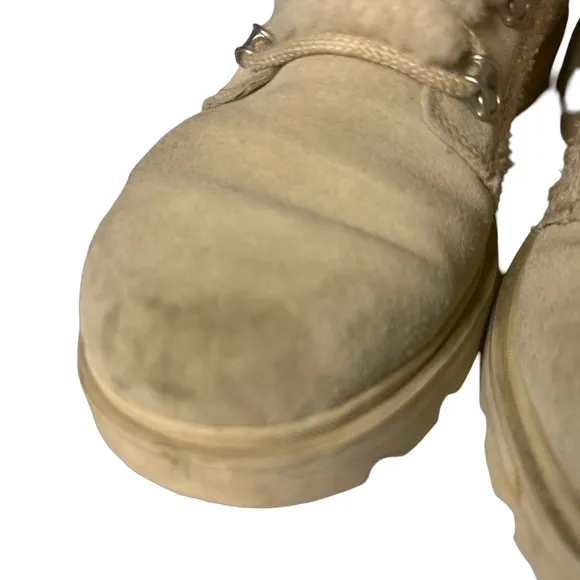 Sorel LENNOX™ Lace Cozy Booties Beige Winter Ankle Boots Biker Waterproof Size 9