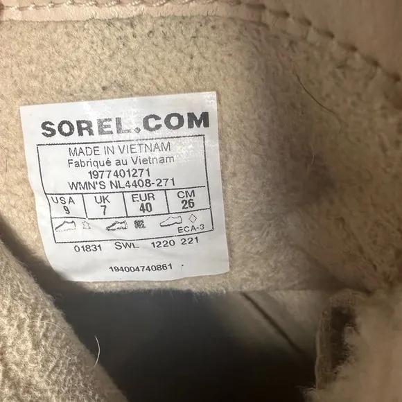 Sorel LENNOX™ Lace Cozy Booties Beige Winter Ankle Boots Biker Waterproof Size 9