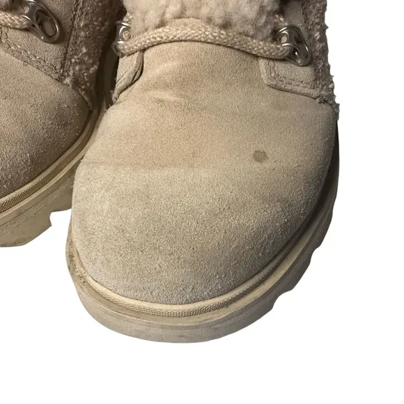 Sorel LENNOX™ Lace Cozy Booties Beige Winter Ankle Boots Biker Waterproof Size 9