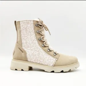 Sorel LENNOX™ Lace Cozy Booties Beige Winter Ankle Boots Biker Waterproof Size 9