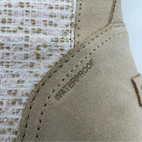 Sorel Lennox Lace Cozy Waterproof Cream/Tan Leather Sherpa Tongue Boots Size 8.5