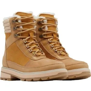 SOREL Lennox Lace Up Cozy Faux Fur Waterproof Boot 5.5 Combat Heeled Tan Cream