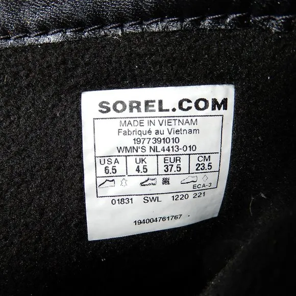 SOREL Lennox Lace Waterproof Shearling BOOTS Size 6.5 Black Leather NEW $200