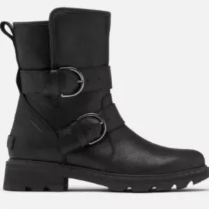 Sorel Lennox Moto Cozy Shearling Lined Boots Black Sz 7.5