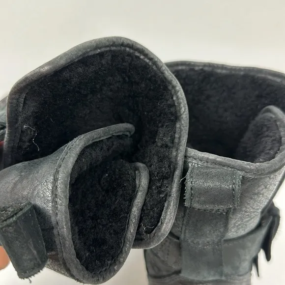 Sorel Lennox Moto Cozy Shearling Lined Boots Black Sz 7.5