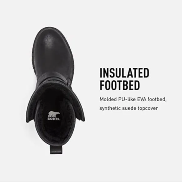 Sorel Lennox Moto Cozy Shearling Lined Boots Black Sz 7.5