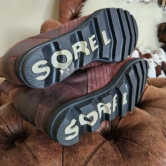 SOREL Lexie Cattail Wedge lace up Leather Boots 9.5