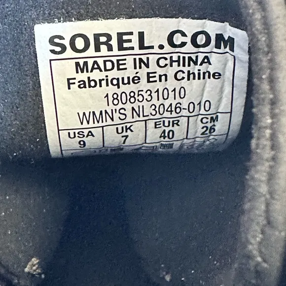 Sorel Lexie Wedge Boot Black Leather size 9