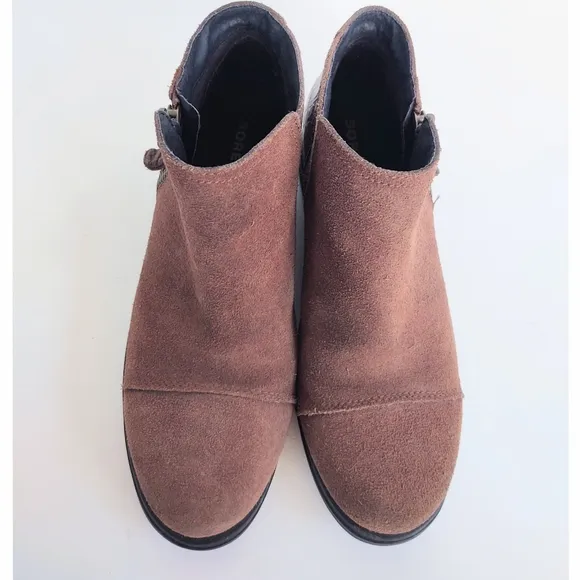 Sorel Major Low Casual Booties Suede &amp; Croc Embossed Leather  Ankle Boots Size 7