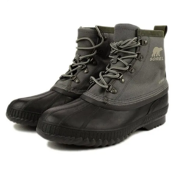 SOREL Mens Quarry Gray Black CHEYANNE II Short Nylon Duck Boot 9 Waterproof NIB