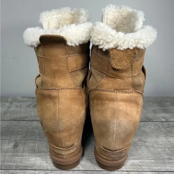 Sorel NL3361 Joan of Arctic II Cozy Women’s Brown Leather Booties Boots Size 10