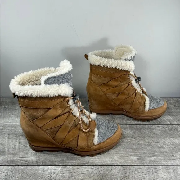Sorel NL3361 Joan of Arctic II Cozy Women’s Brown Leather Booties Boots Size 10