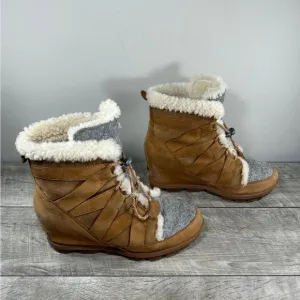 Sorel NL3361 Joan of Arctic II Cozy Women’s Brown Leather Booties Boots Size 10