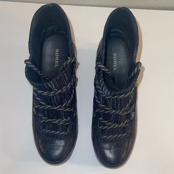 Sorel Sandy Lace Up Leather Wedge Boots Womens Sz 8.5 8 1/2 waterproof comfort
