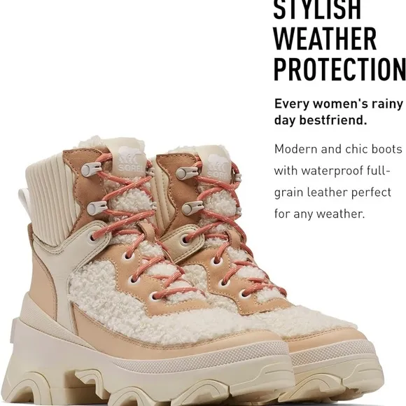 Sorel Tan and Cream Winter Boots with High-Top Design and Chunky Sole