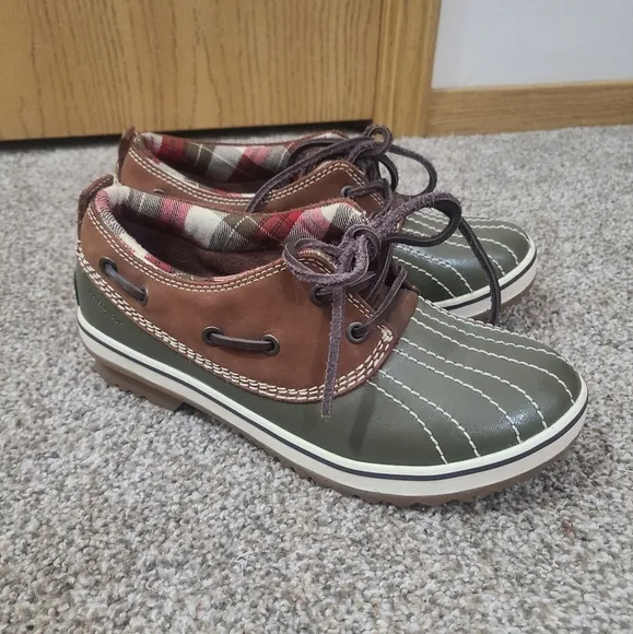 Sorel Tivoli II Low Waterproof Lace Up Plaid Lining Winter Snow Boots Shoes