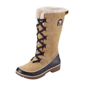Sorel Tivoli II Tall Fur Lined Lace Up Suede Leather Boot Tan / Black size 6