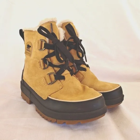 SOREL Tivoli IV Waterproof Winter Boot Lace up Tan Black NL3425-373 Women's 8.5