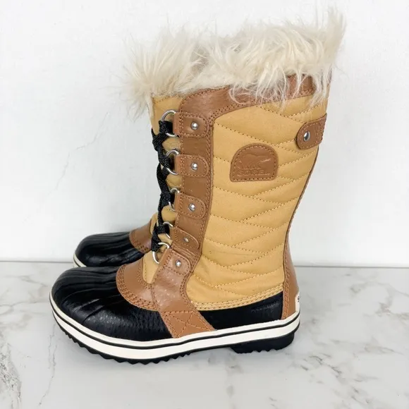 Sorel Tofino Youth Waterproof Winter Faux Fur Boots Sz 3