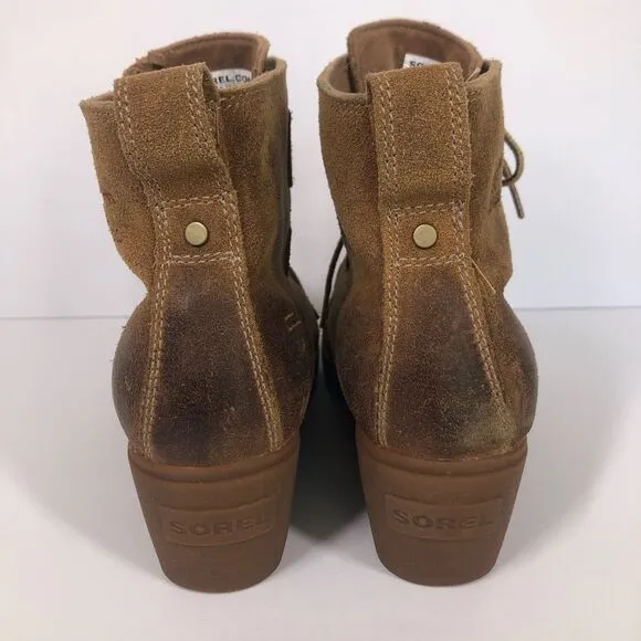 SOREL Toronto Brown Suede Lace Up Wedge Boots Booties Size 10.5 NL2115-286