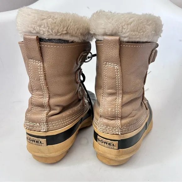 SOREL Vintage Womens Manitou Leather Wool Lined Faux Fur Winter Duck Boots 8