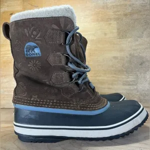 Sorel WATERPROOF Faux Fur Womens Size 7 Winter Boots Shoes Brown Gray