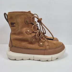 Sorel Whitney Il Joan Youth Brown Ankle Leather Lace Up Boots NY4897-242 US Sz 4