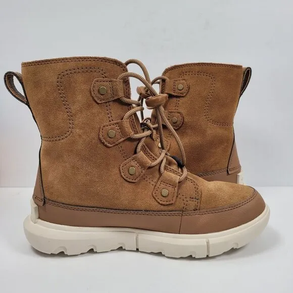 Sorel Whitney Il Joan Youth Brown Ankle Leather Lace Up Boots NY4897-242 US Sz 4