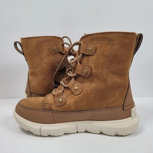 Sorel Whitney Il Joan Youth Brown Ankle Leather Lace Up Boots NY4897-242 US Sz 4