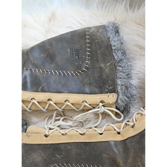 Sorel Winter Suede Leather &amp; Fur Lined Tall Boots Cate the Great Women's Size 10