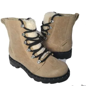 Sorel women boots Lennox Lace Cozy LL5996-251 tan suede shearling Size 6 37 new