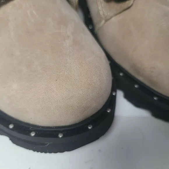 Sorel women boots Lennox Lace Cozy LL5996-251 tan suede shearling Size 6 37 new