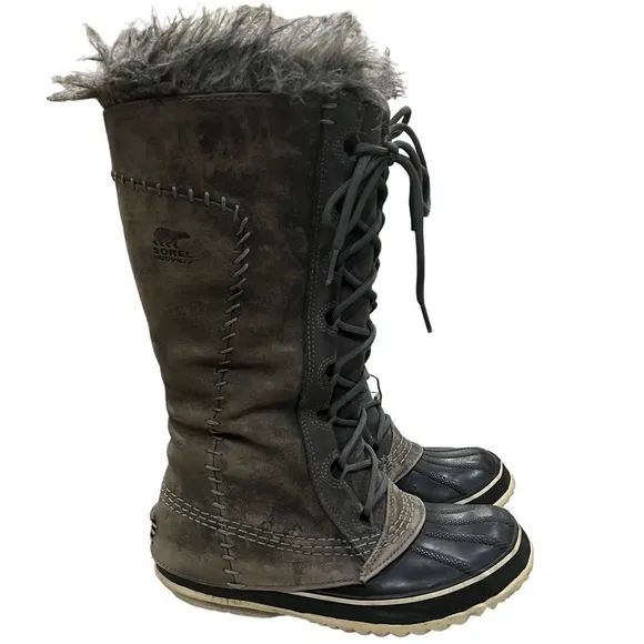 Sorel Women’s 6 Cate the Great Faux Fur Leather Lace Up Winter Boots