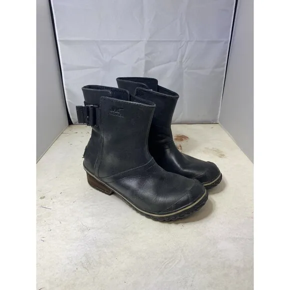 SOREL Women's &quot;Slimboot&quot; Black Leather Boots Size 6M