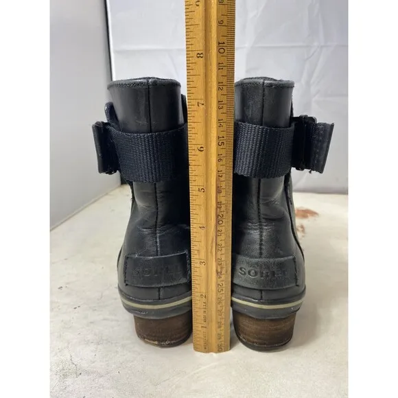 SOREL Women's &quot;Slimboot&quot; Black Leather Boots Size 6M