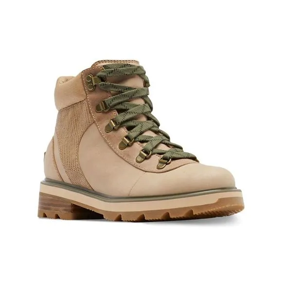SOREL Womens Beige 1&quot; Platform Lennox Toe Block Heel Leather Hiking Boots 9