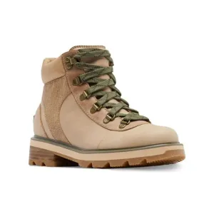 SOREL Womens Beige 1&quot; Platform Lennox Toe Block Heel Leather Hiking Boots 9