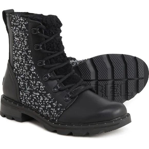 Sorel Women's Black Lennox Lace Cozy Winter Boots Size 6 NEW