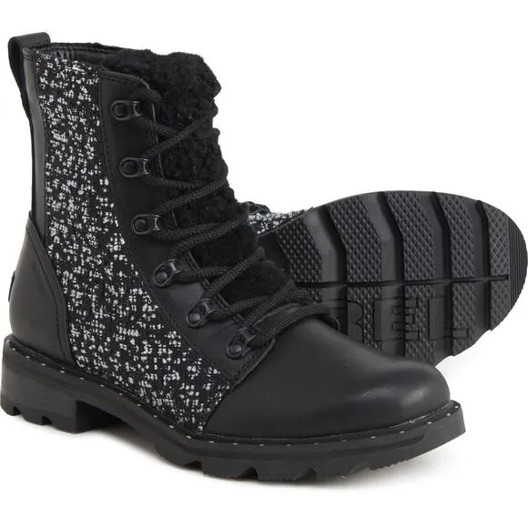 Sorel Women's Black Lennox Lace Cozy Winter Boots Size 8 NEW