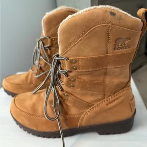 Sorel Women’s Boots Meadow Lace Camel Waterproof Leather Lace Up
