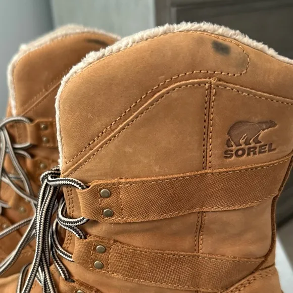 Sorel Women’s Boots Meadow Lace Camel Waterproof Leather Lace Up